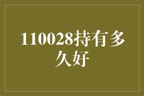 110028持有多久好