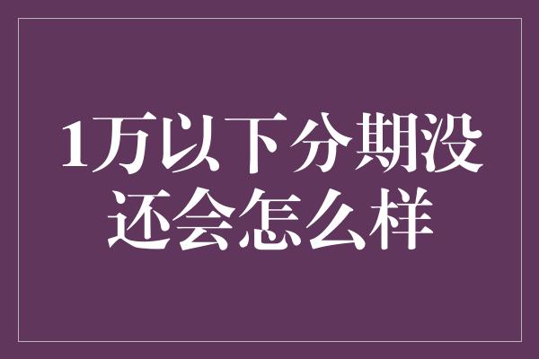 1万以下分期没还会怎么样