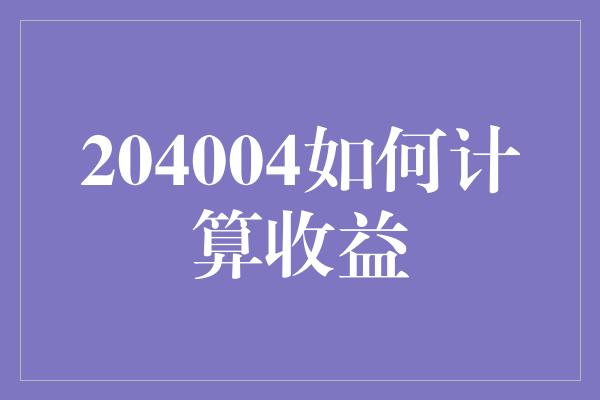 204004如何计算收益