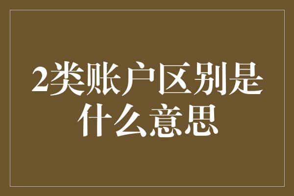 2类账户区别是什么意思