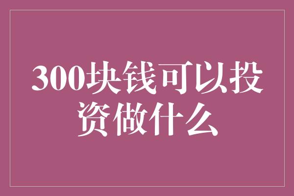 300块钱可以投资做什么