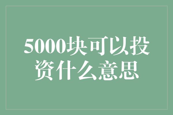 5000块可以投资什么意思