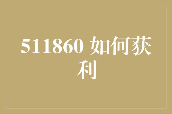 511860 如何获利