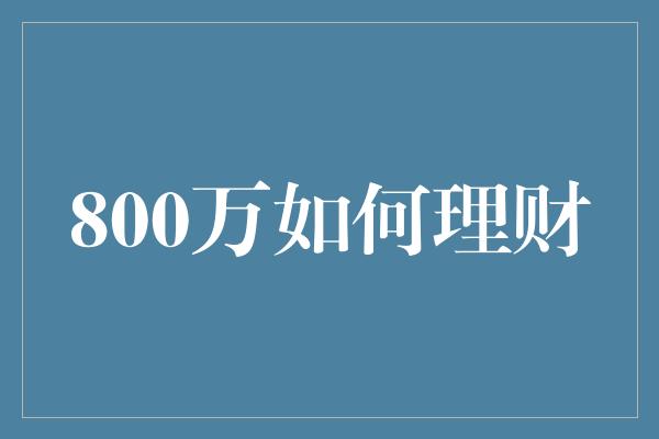 800万如何理财