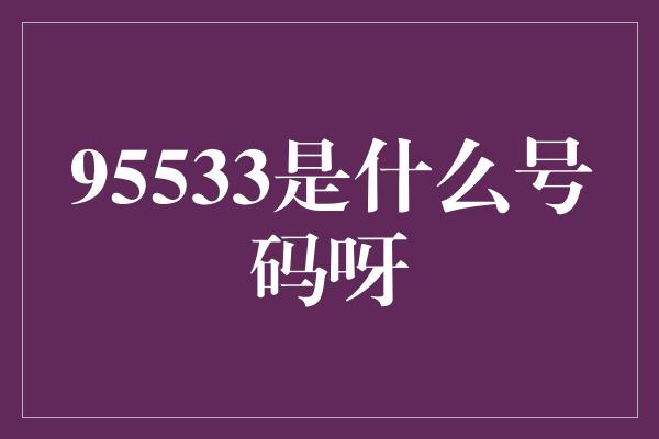 95533是什么号码呀