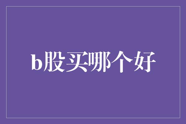 b股买哪个好