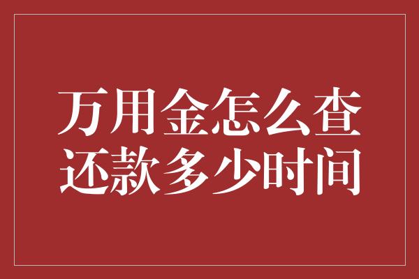 万用金怎么查还款多少时间