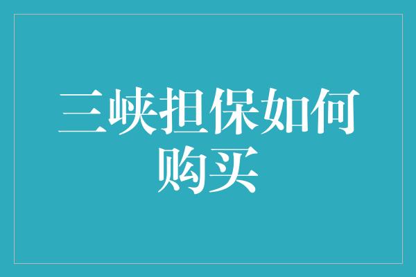 三峡担保如何购买