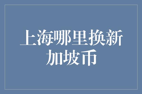 上海哪里换新加坡币