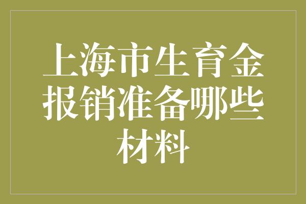 上海市生育金报销准备哪些材料