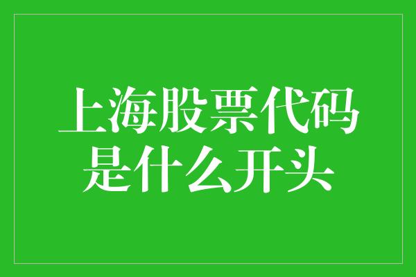 上海股票代码是什么开头