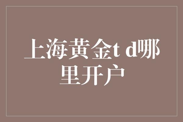 上海黄金t d哪里开户