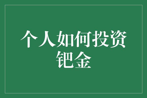 个人如何投资钯金