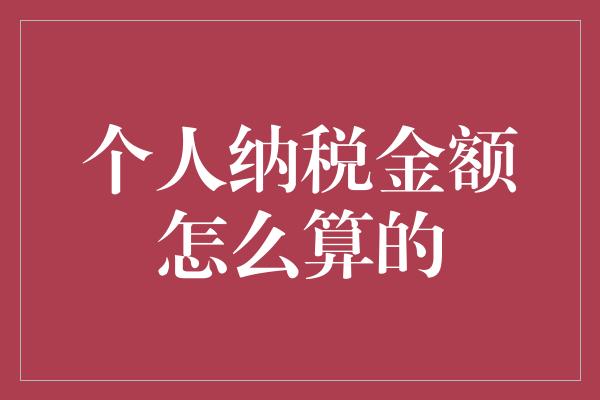 个人纳税金额怎么算的