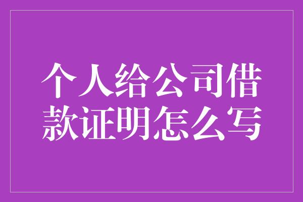 个人给公司借款证明怎么写