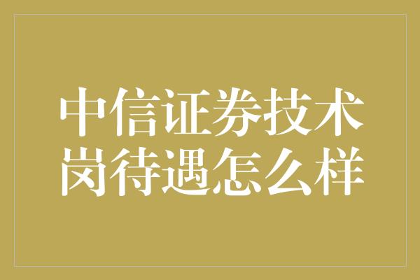 中信证券技术岗待遇怎么样