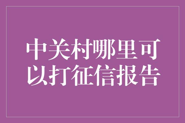 中关村哪里可以打征信报告