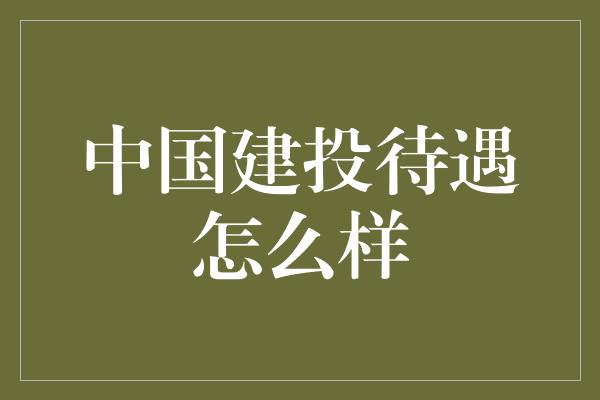 中国建投待遇怎么样