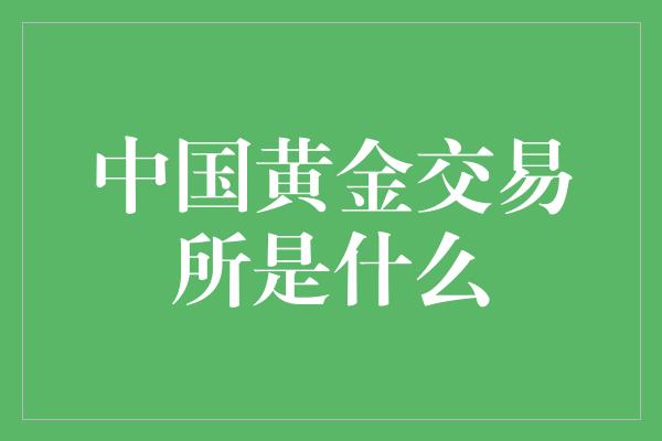 中国黄金交易所是什么