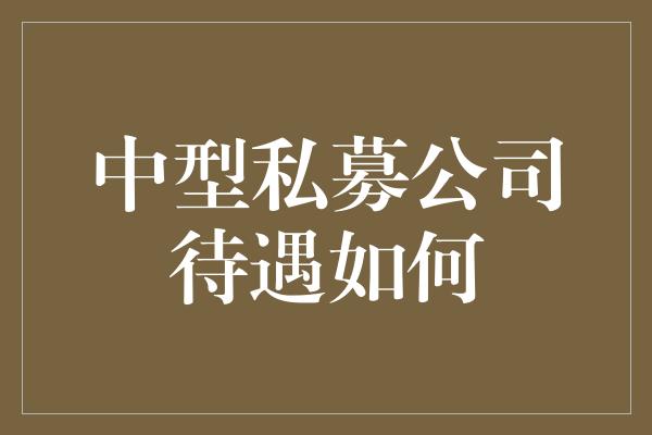 中型私募公司待遇如何