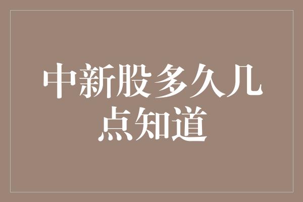 中新股多久几点知道