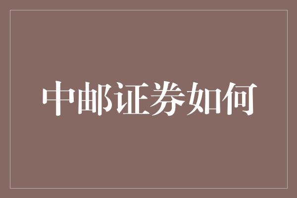 中邮证券如何