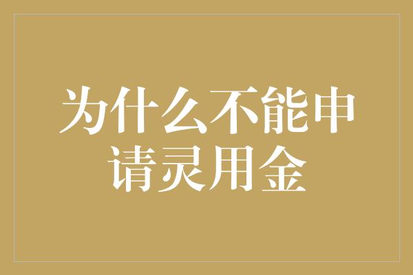 为什么不能申请灵用金