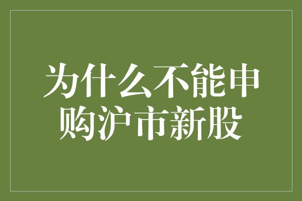 为什么不能申购沪市新股