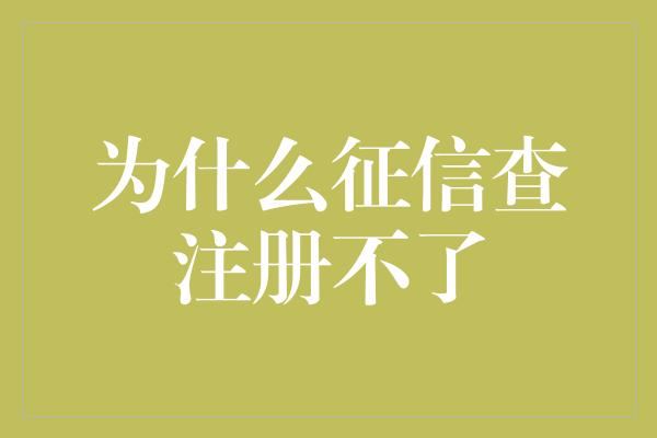 为什么征信查注册不了