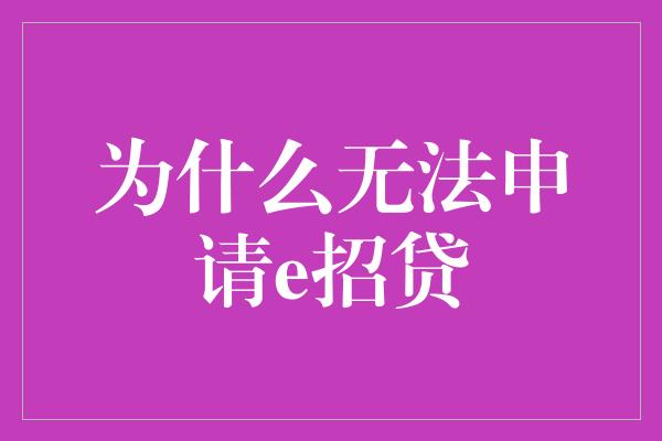 为什么无法申请e招贷