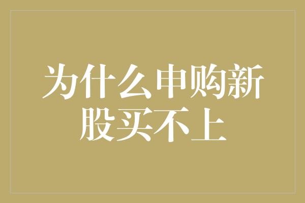 为什么申购新股买不上