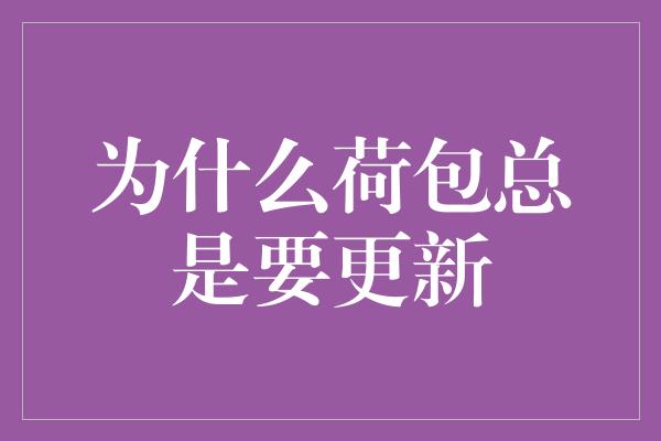 为什么荷包总是要更新