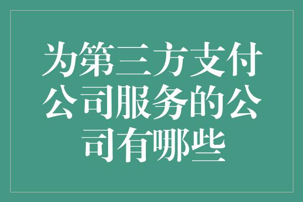 为第三方支付公司服务的公司有哪些