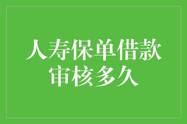 人寿保单借款审核多久