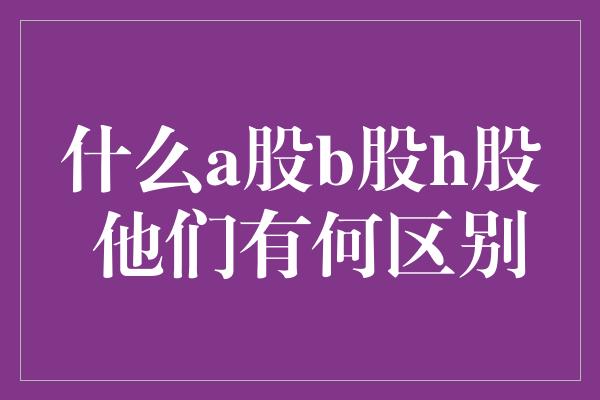 什么a股b股h股 他们有何区别