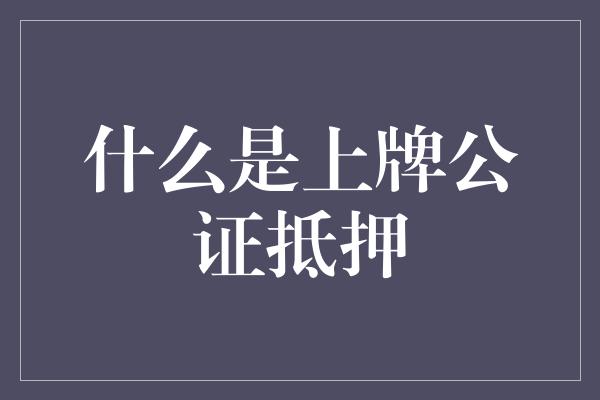 什么是上牌公证抵押