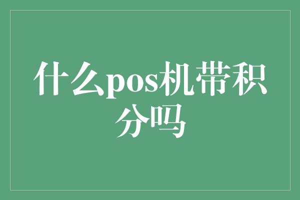 什么pos机带积分吗