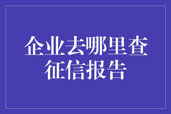 企业去哪里查征信报告