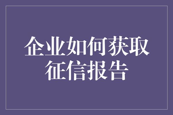 企业如何获取征信报告