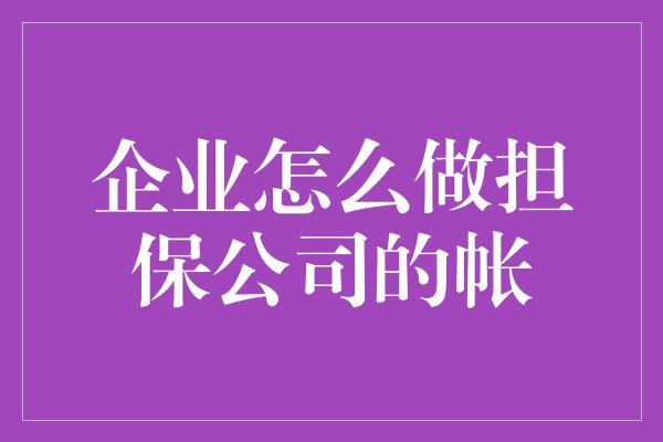 企业怎么做担保公司的帐