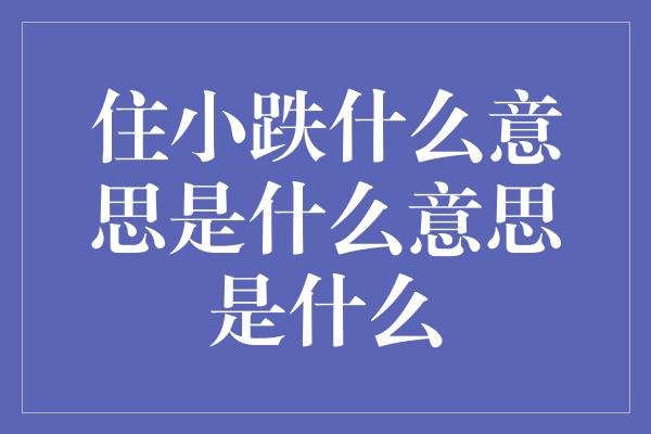 住小跌什么意思是什么意思是什么