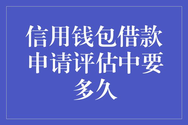 信用钱包借款申请评估中要多久