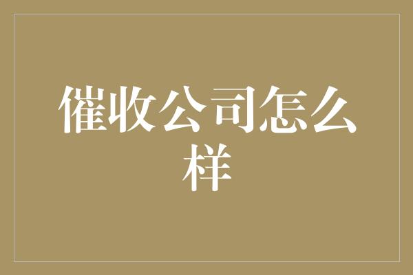 催收公司怎么样