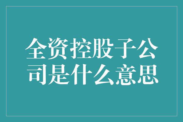 全资控股子公司是什么意思