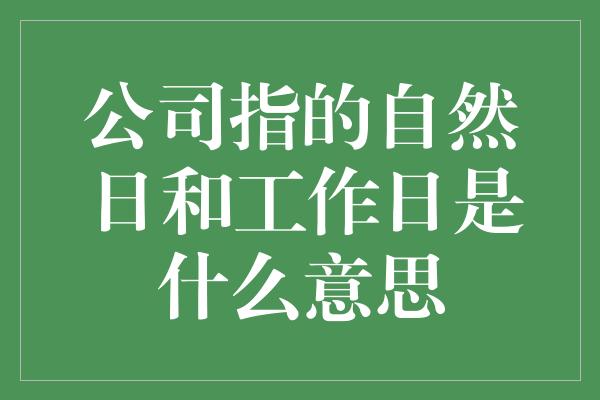 公司指的自然日和工作日是什么意思