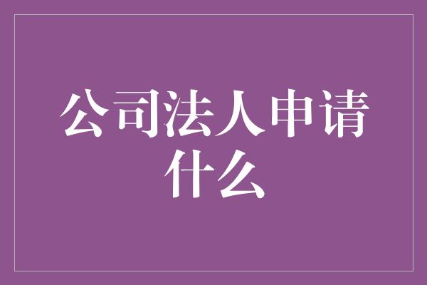 公司法人申请什么