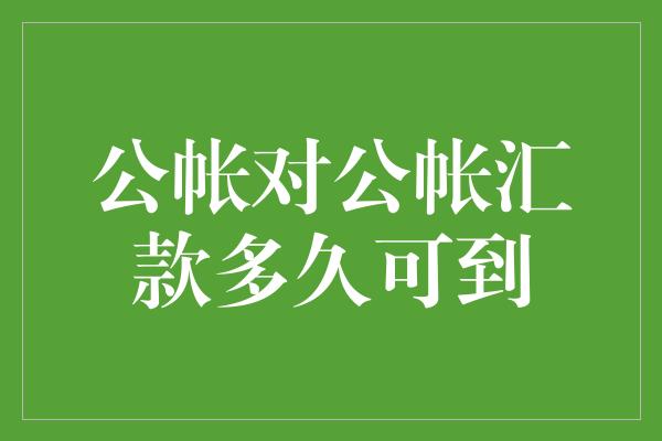 公帐对公帐汇款多久可到