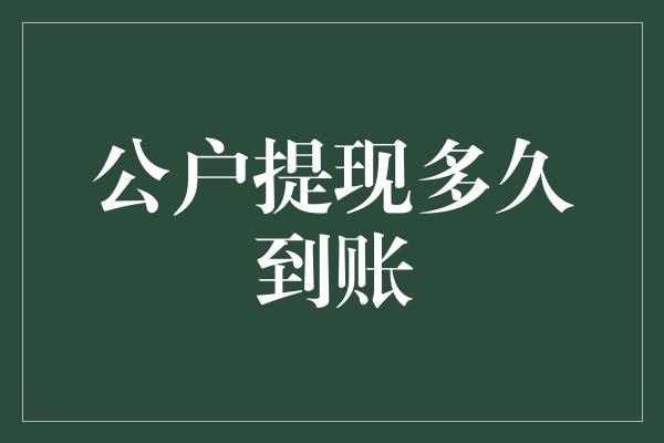 公户提现多久到账