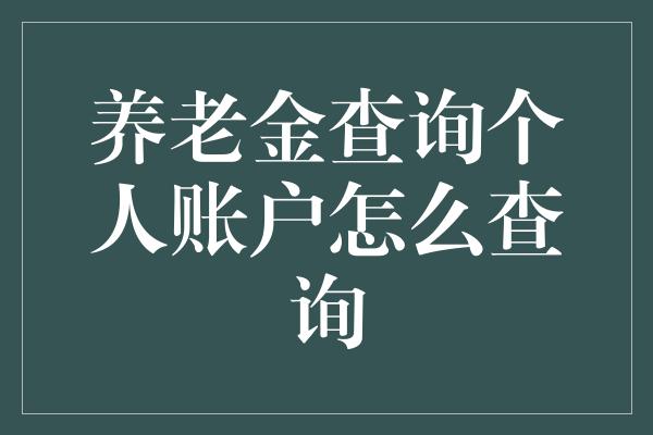 养老金查询个人账户怎么查询