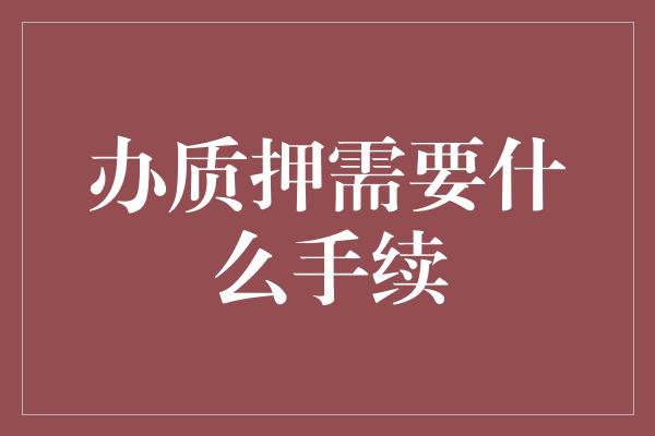 办质押需要什么手续